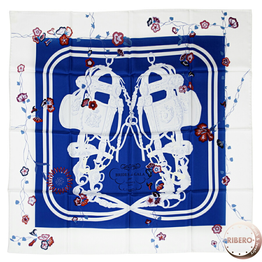 楽天市場】HERMES エルメス カレ90 Brides Fleuries ブリッド・フルリ