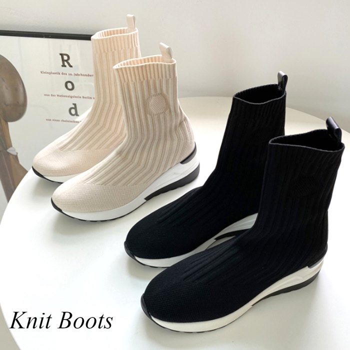 楽天市場】ニットブーツ ソックスブーツ レディース ショートブーツ