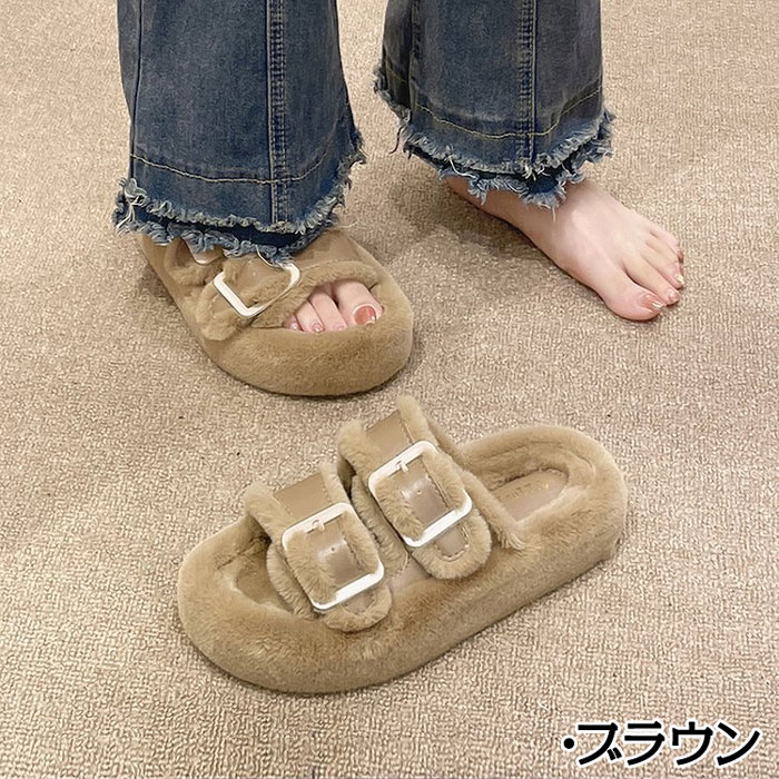 楽天市場】ファーサンダル レディース ボアサンダル 韓国風 ふわふわ