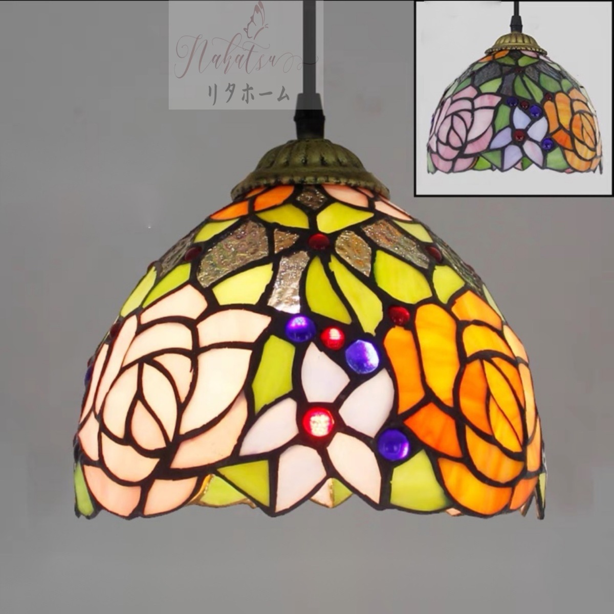 楽天市場】A002222ステンドグラス ペンダントライト豪華天井照明