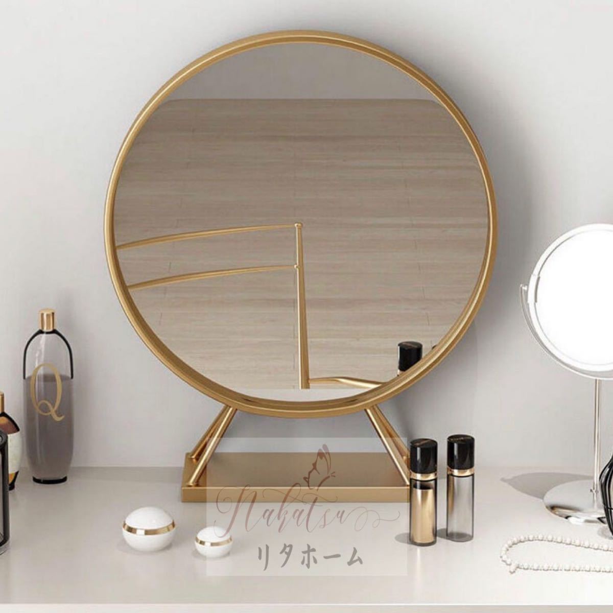 楽天市場】A029086ゴールドバニティミラー 新品 鏡 卓上ミラー