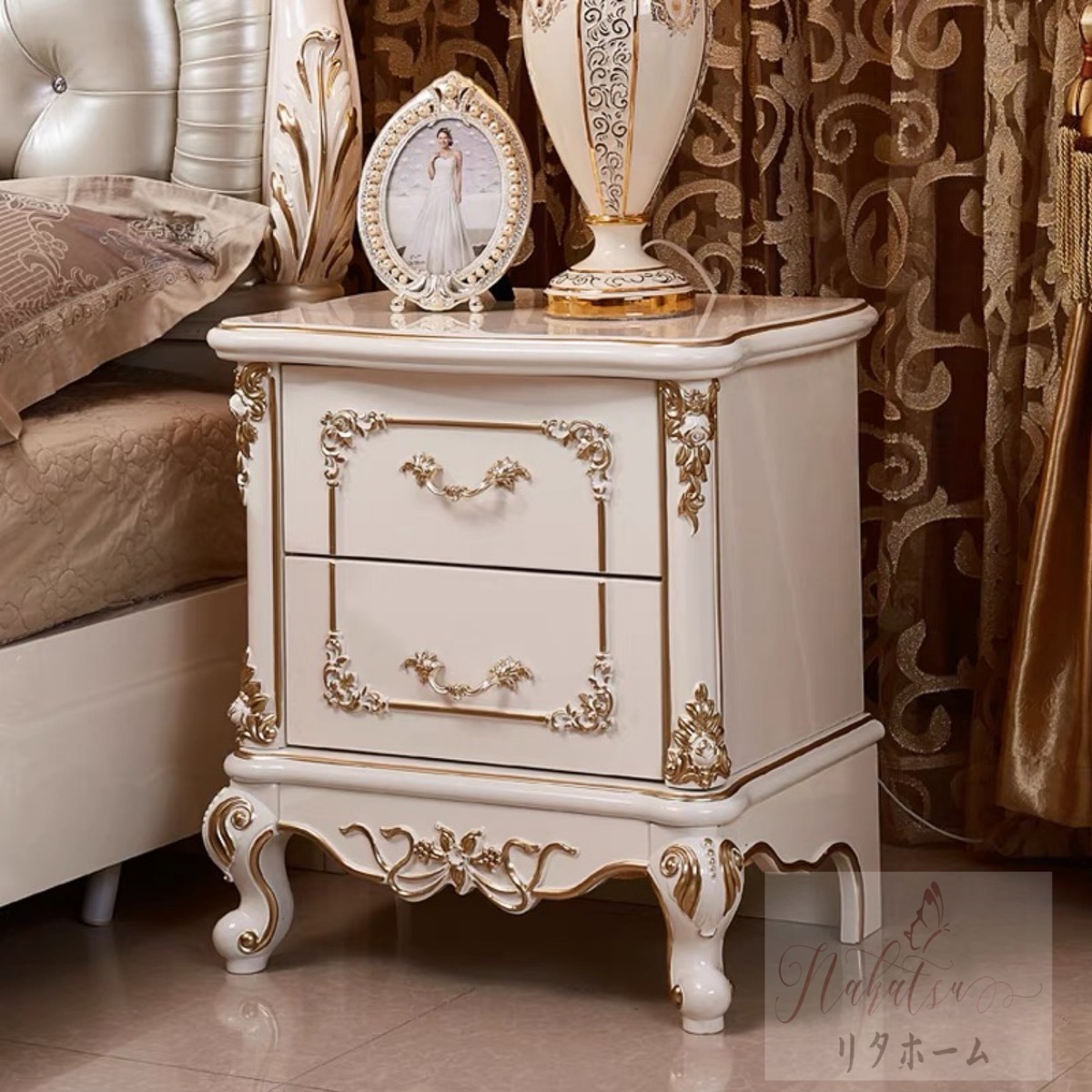 楽天市場】A001991ロココ調 ベッドサイドテーブル ．置台 サイド