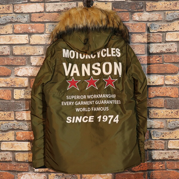 楽天市場】VANSON バンソン ミドルレングスN-3B V GREEN NVJK-2305