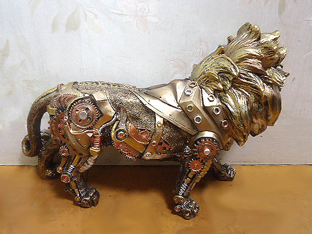 楽天市場】スチームパンク風 歩くライオン彫像 手描き彫刻 SF