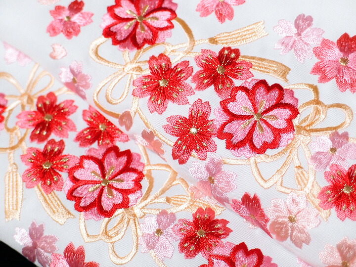 楽天市場】半襟 刺繍 半衿 振袖 成人式 紐 に 桜 花 古典柄 日本製