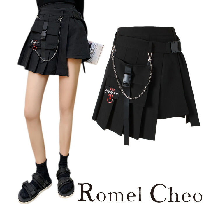 楽天市場】RomelCheo プリーツラップミニパンツ キュロットスカート