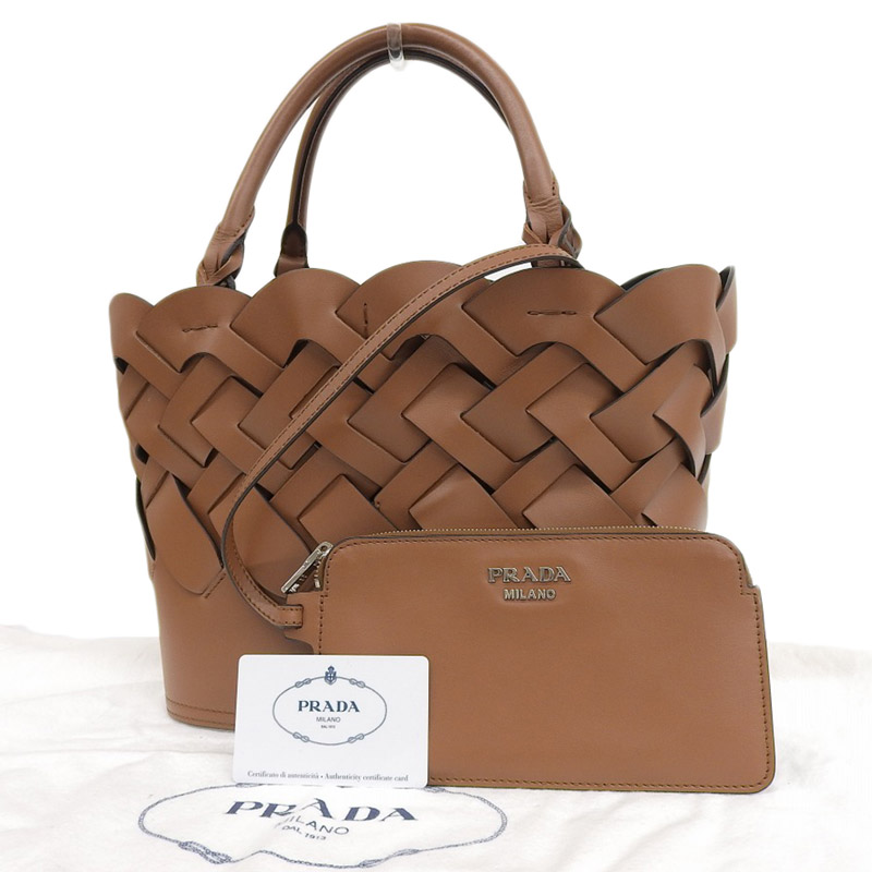 楽天市場】【中古】 プラダ PRADA トートバッグ レザー ブラウン