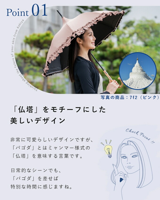 楽天市場】日傘 100％ 完全遮光晴雨兼用 シングルフリル パゴダ