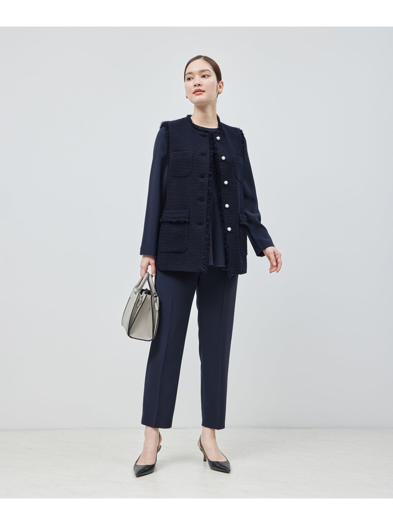 楽天市場】ミックスツイード ノーカラージレベスト【セレモニー/通勤