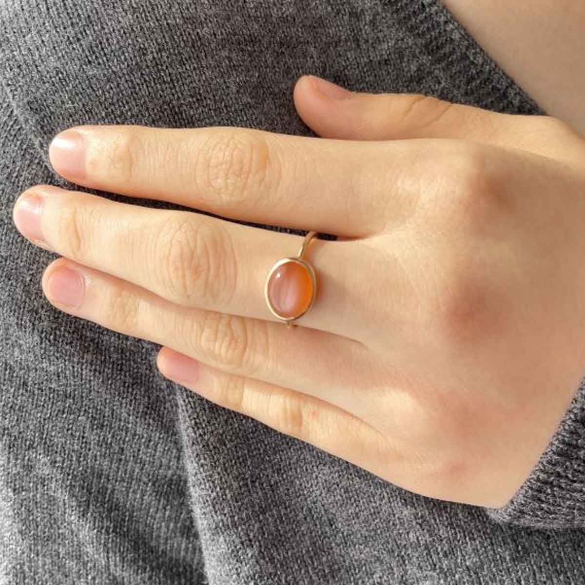 ete 美品 K10イエローゴールド オレンジムーンストーンリング 5号 ete