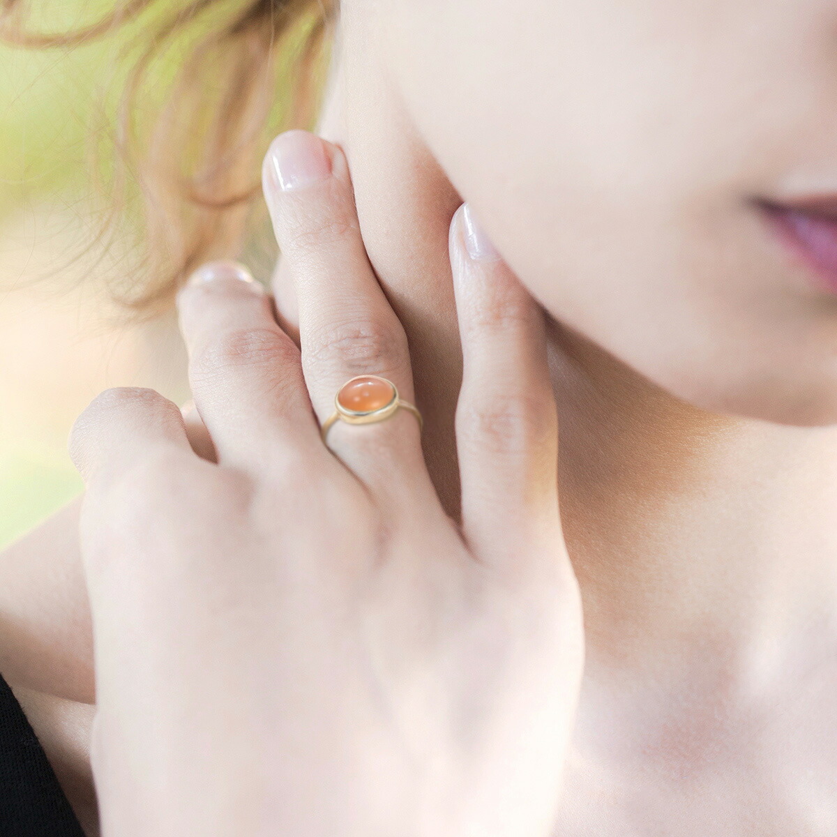 楽天市場】K10 オーバル リング Coronオレンジ ムーンストーン 10金