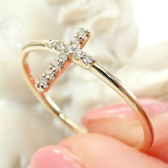 楽天市場】K10 クロス ダイヤモンド リング 十字架 ジュエリー