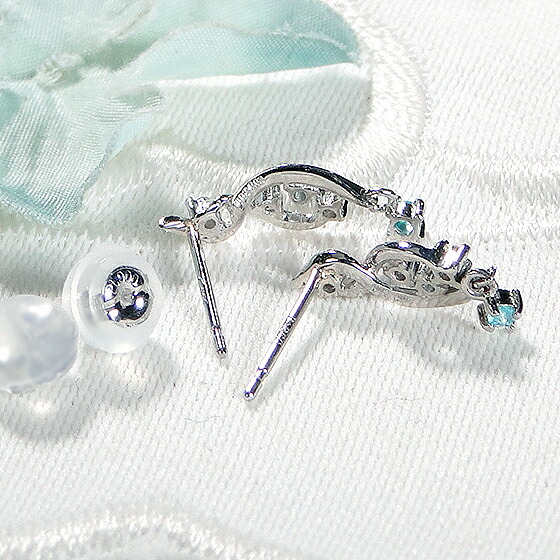 楽天市場】Pt900 ダイヤモンド ＆ パライバトルマリン ドロップ ピアス