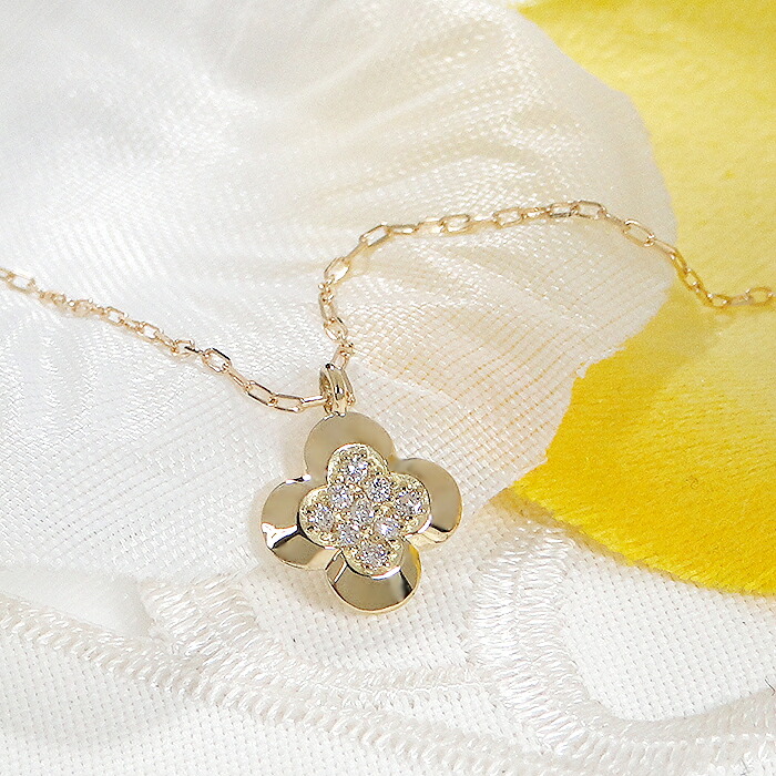 楽天市場】K18 ダイヤモンド フラワーモチーフ ネックレス【0.05ct