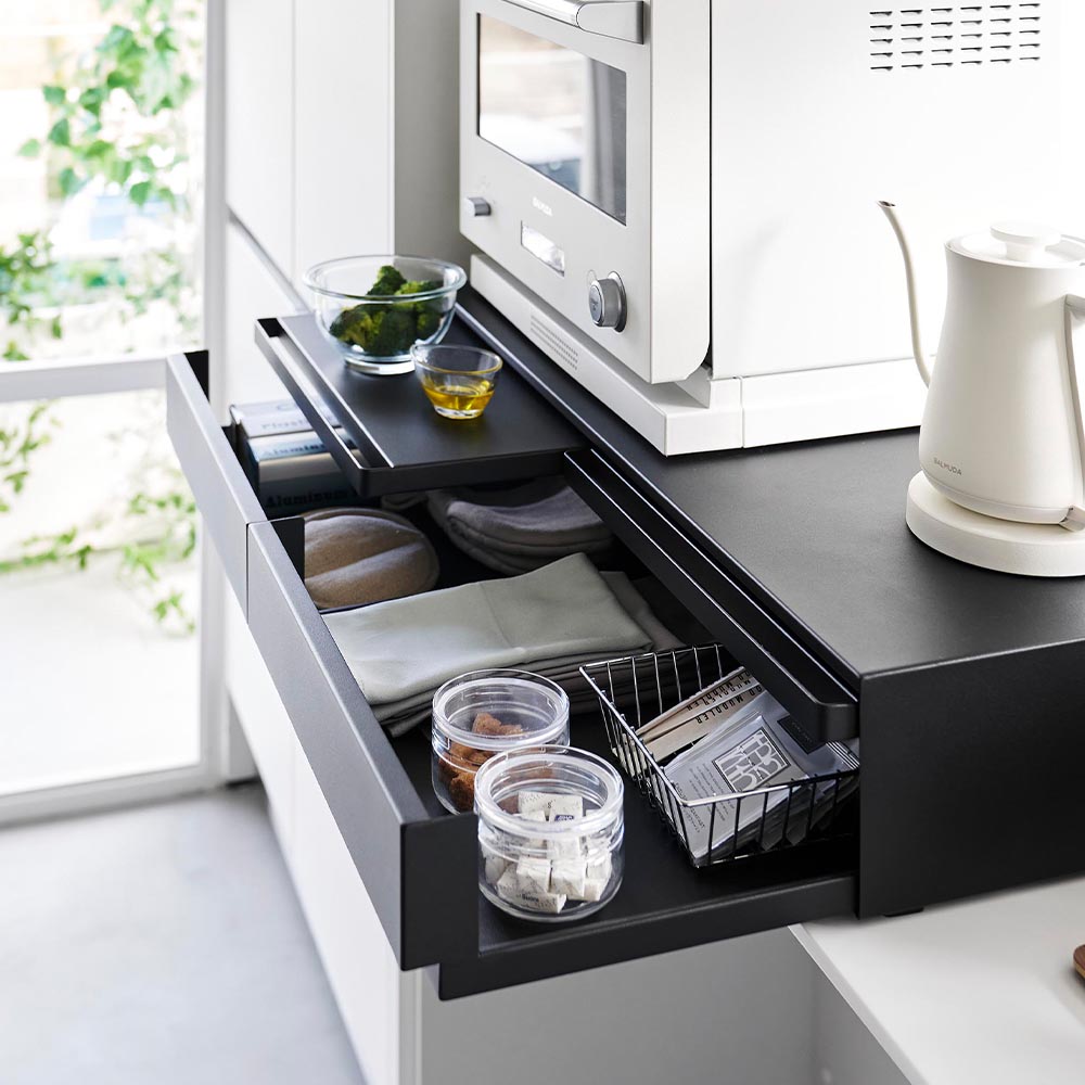 楽天市場】ツーウェイキッチン家電下引き出し&スライドテーブル タワー