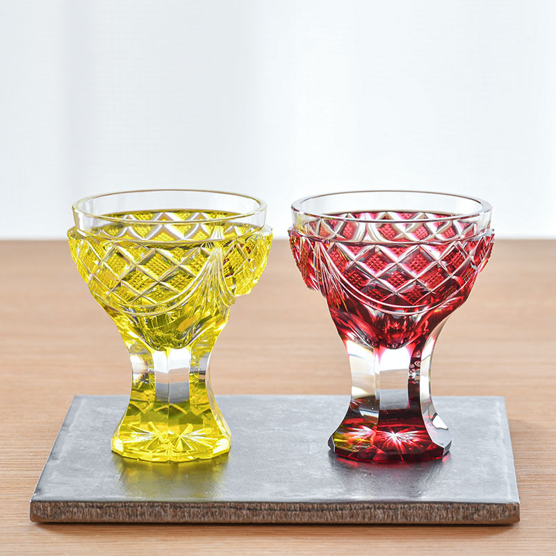 楽天市場】薩摩切子 創作 馬上杯 島津薩摩切子 薩摩ガラス工芸 金赤 黄