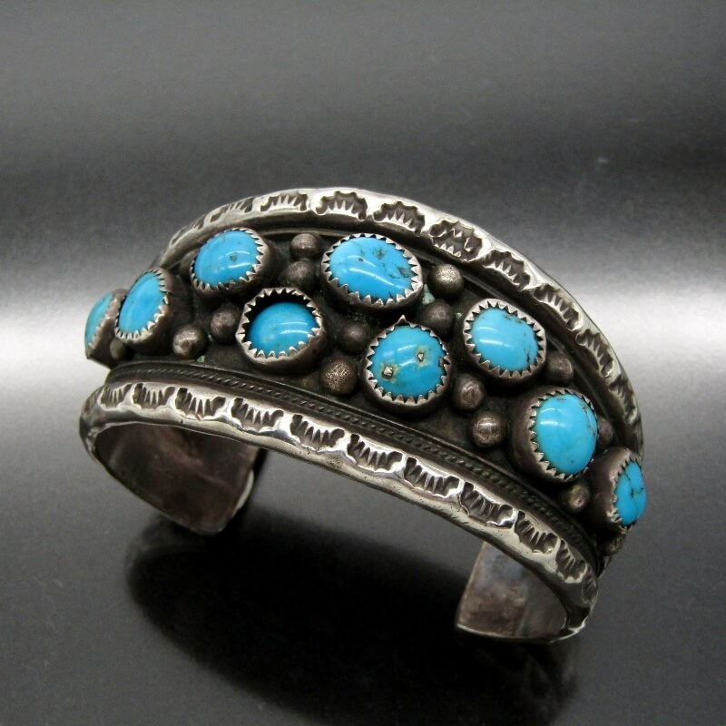 楽天市場】【中古】Navajo ナバホ族 バングル 9連 ターコイズ