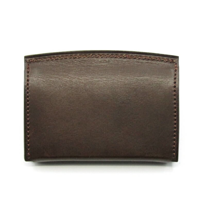 万双 厚コバ 三つ折り財布 ダークグリーン 中古美品 厚コバ 三つ折り