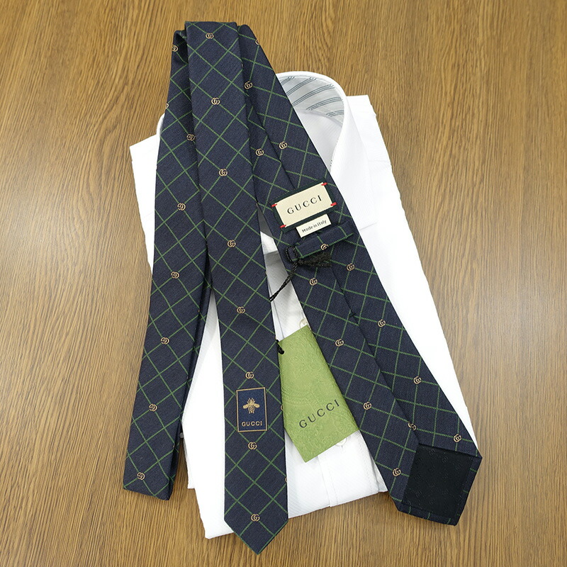 楽天市場】グッチ ネクタイ GUCCI ダークネイビー/グリーン (7cm