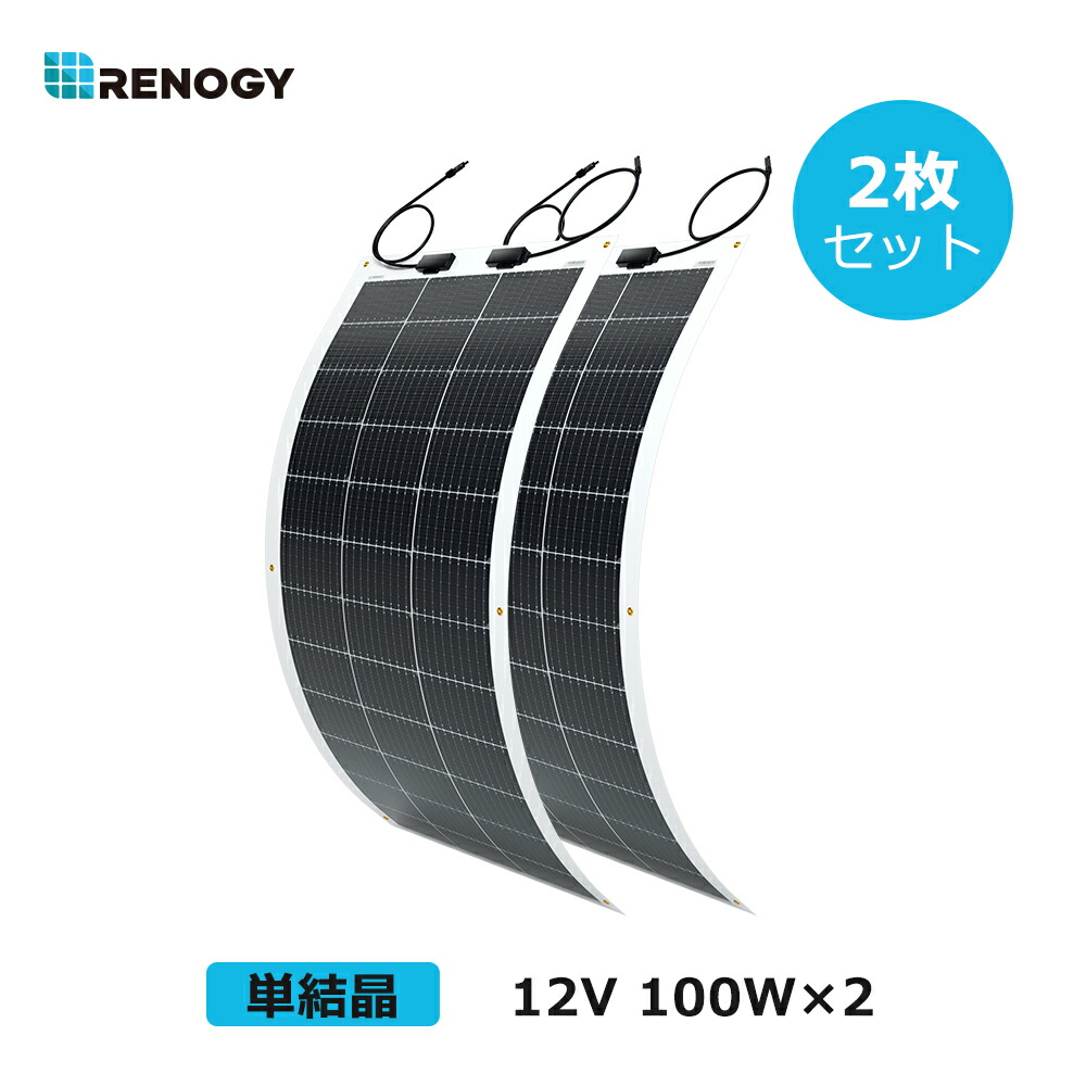 楽天市場】【2枚セット】RENOGY 100W 12V フレキシブル ソーラーパネル