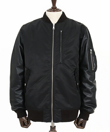 楽天市場】【CAMBIO(カンビオ)】ナイロンツイル×レザーMA-1ジャケット