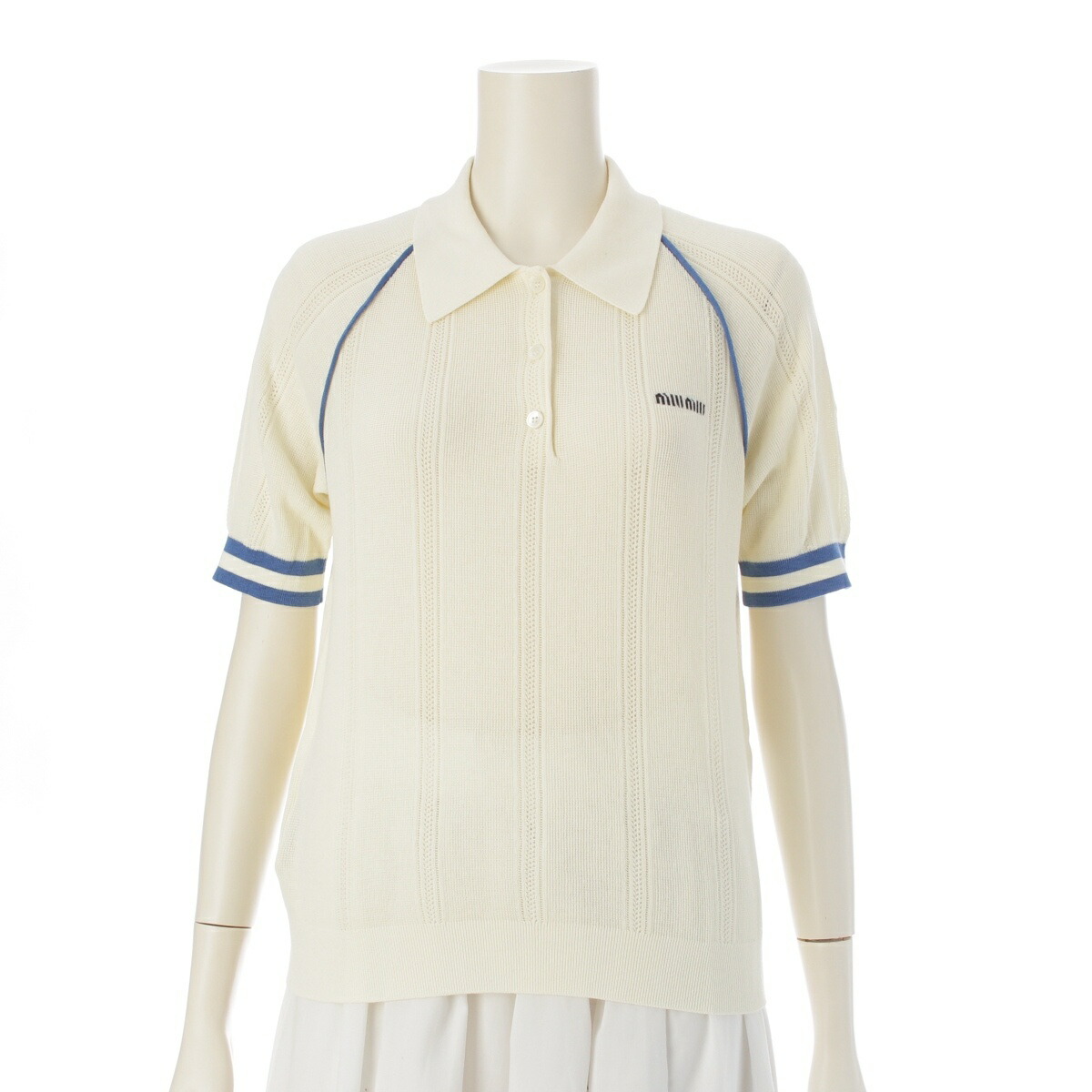 m.ha MIU MIU ホワイト 半袖ポロシャツ MIU MIU（ポロシャツ）のフリマ