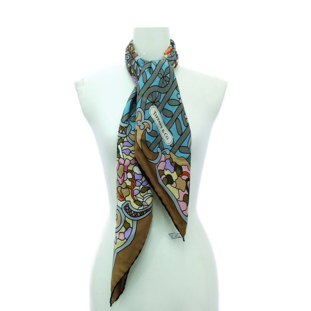 TIFFANY Tiffany & Co. ティファニー フラワープリントシルクスカーフ