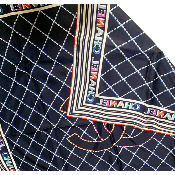 CHANELネイビー パール CCロゴ バンダナ・スカーフ ノベルティ CHANEL