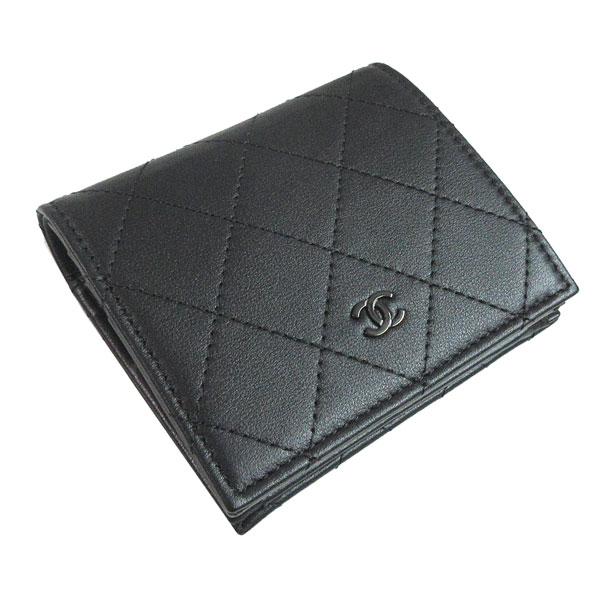 楽天市場】≪ 新品 ≫シャネル マトラッセ 二つ折り 財布 黒 ソー