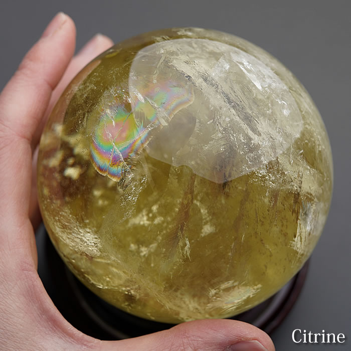 楽天市場】【一点物】【希少】【台座付き】シトリン レインボー入り 約