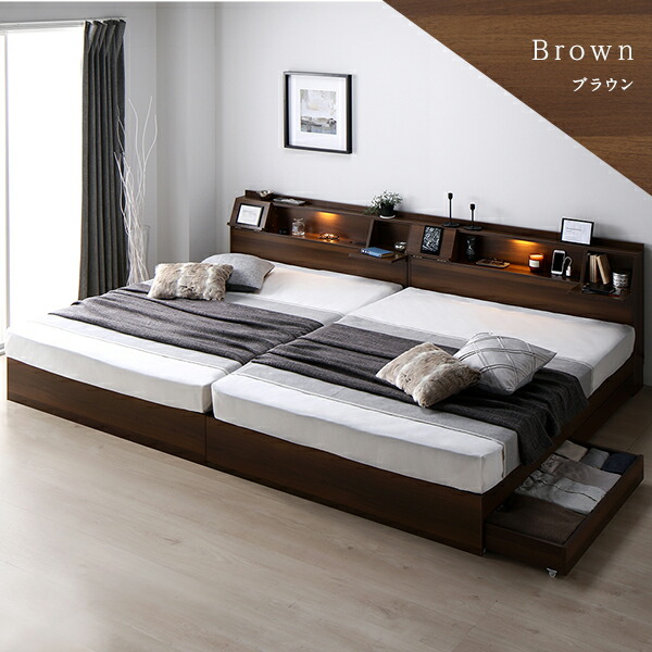 楽天市場】収納付きベッド 二つ セミダブル ベッド ワイドキング 240