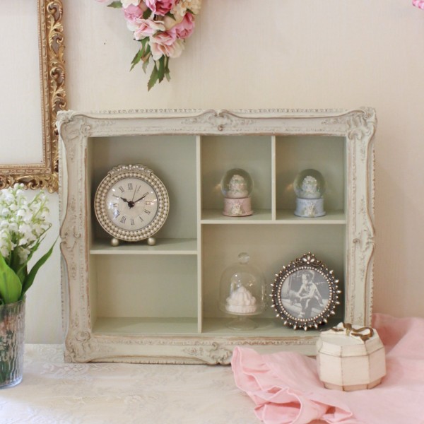 フレンチアンティークシャビー壁掛けシェルフ ワイド542 モール