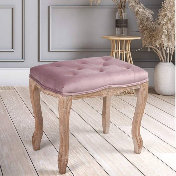楽天市場】スツール チェア フレンチテイスト 木製 ピンク ベロア 椅子