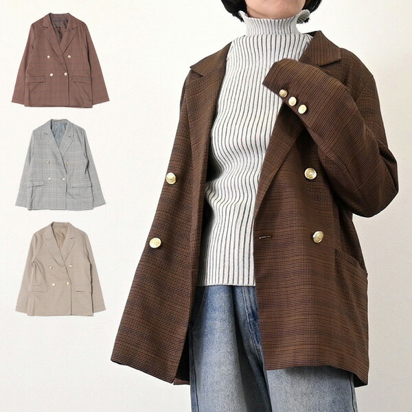 楽天市場】テーラードジャケット ジャケット ダブル チェック アウター