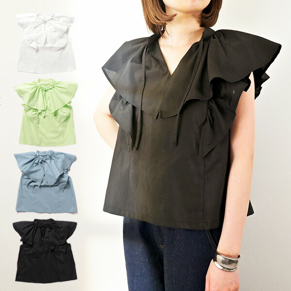 楽天市場】【取り寄せ対応】シャツ ブラウス ノースリーブ フリル 無地