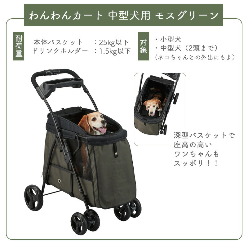 楽天市場】GEX わんわんカート 中型犬用 モスグリーン犬 多頭飼育 4輪