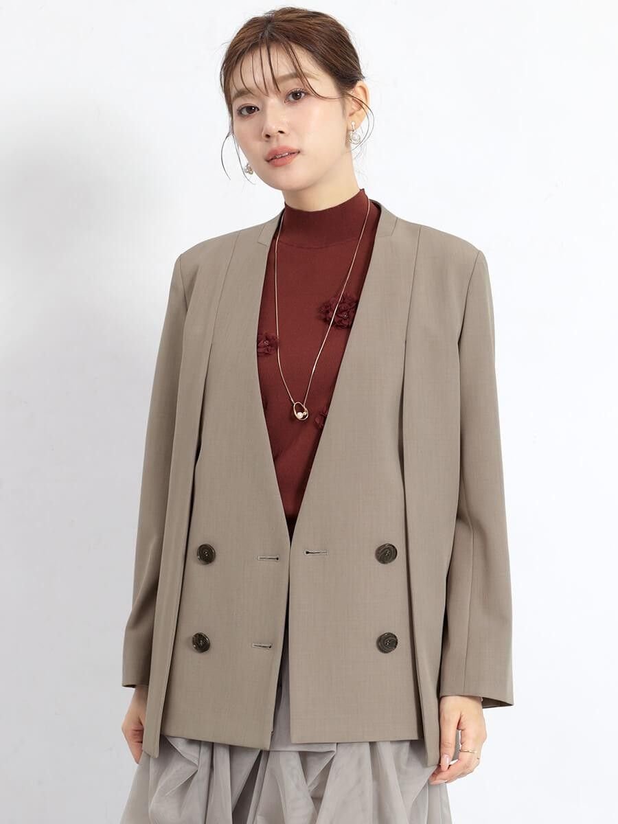 Vin｜ダブルフロント2wayノーカラージャケット | Rakuten Fashion(楽天