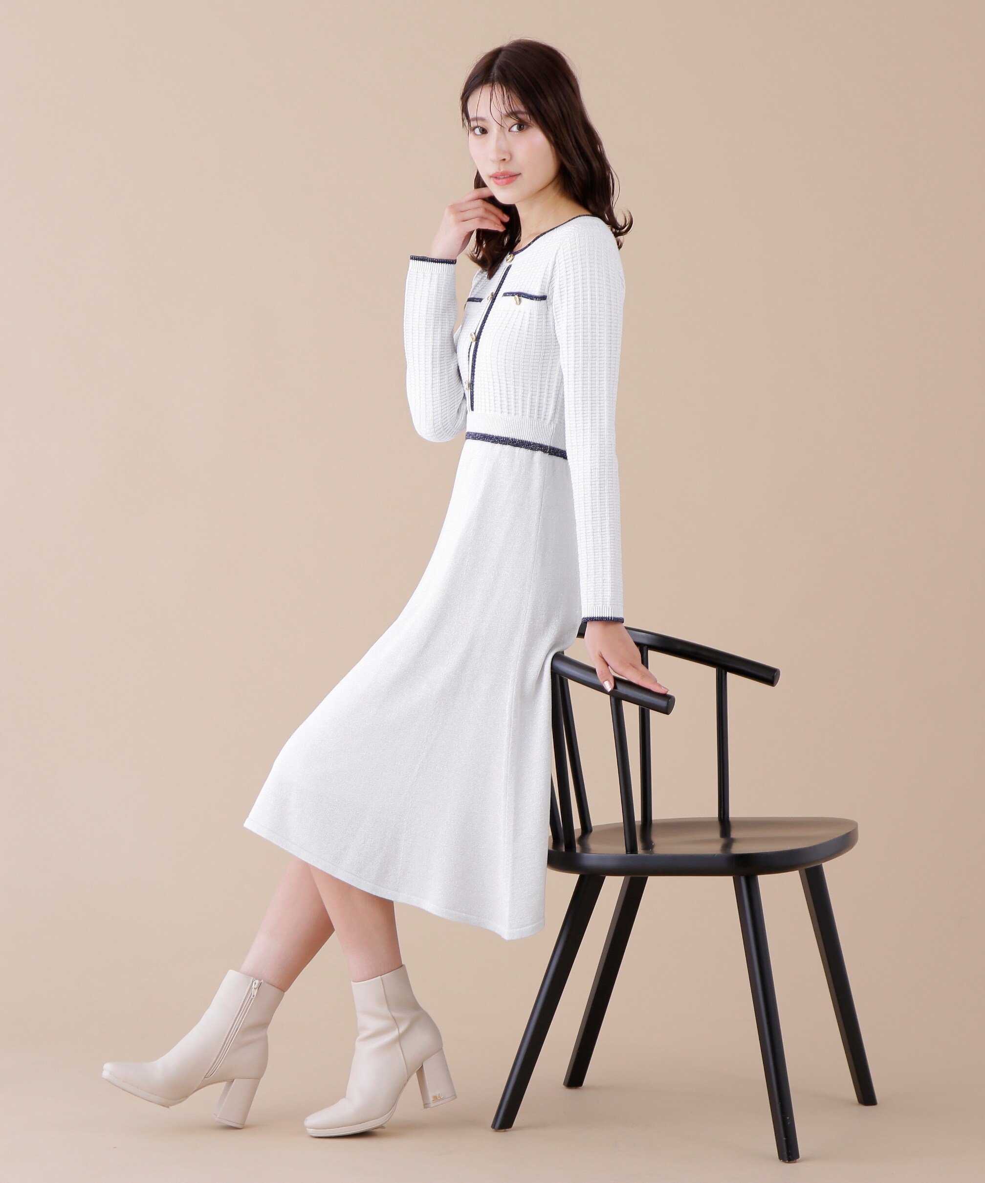 JILL by JILL STUART｜ラメツイード配色ニットワンピース | Rakuten