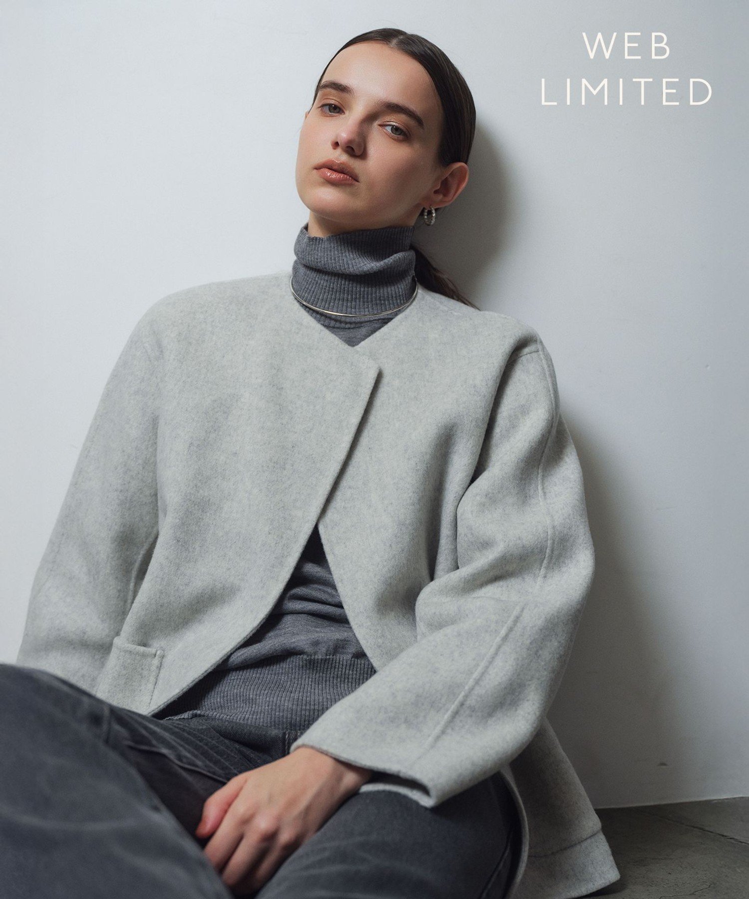 BEIGE,｜【WEB限定】PAYSON / ウールリバーノーカラーショートコート