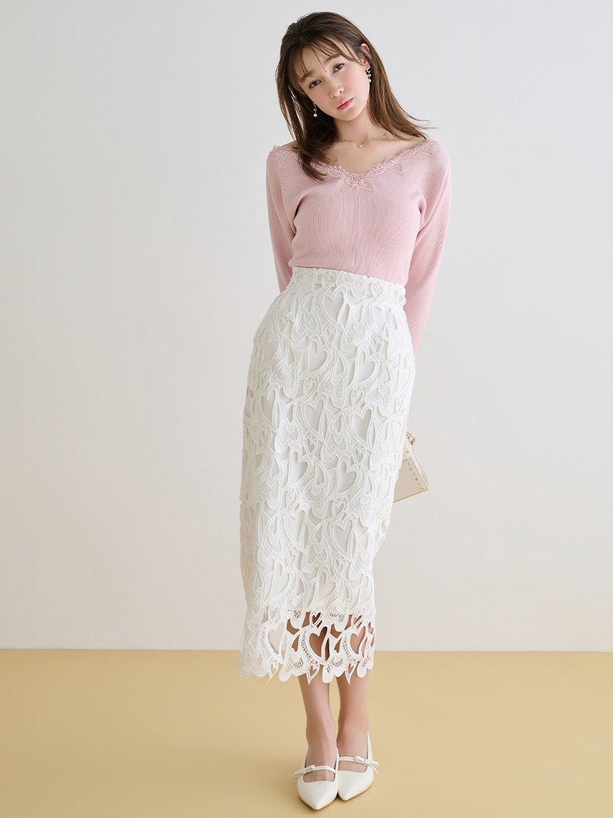 CELFORD｜【WEB限定サイズ】ハートレースタイトスカート | Rakuten