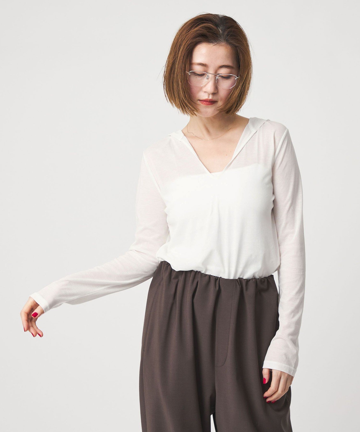 conte コットン シアー フーデッドカットソー UNITED ARROWS｜<conte>コットン シアー フーデッドカットソー