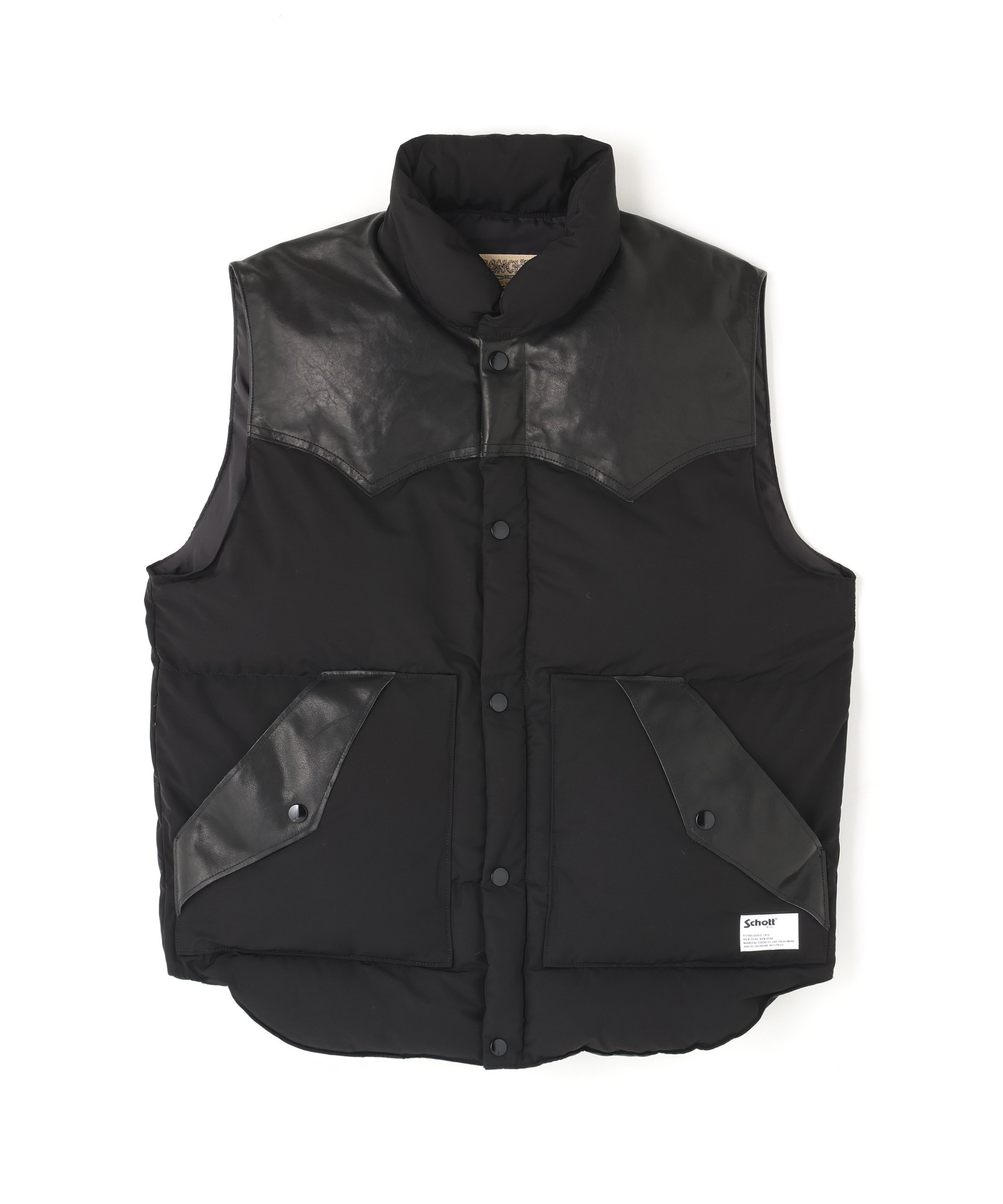 Schott｜LEATHER COMB. VEST/レザー コンビベスト | Rakuten Fashion
