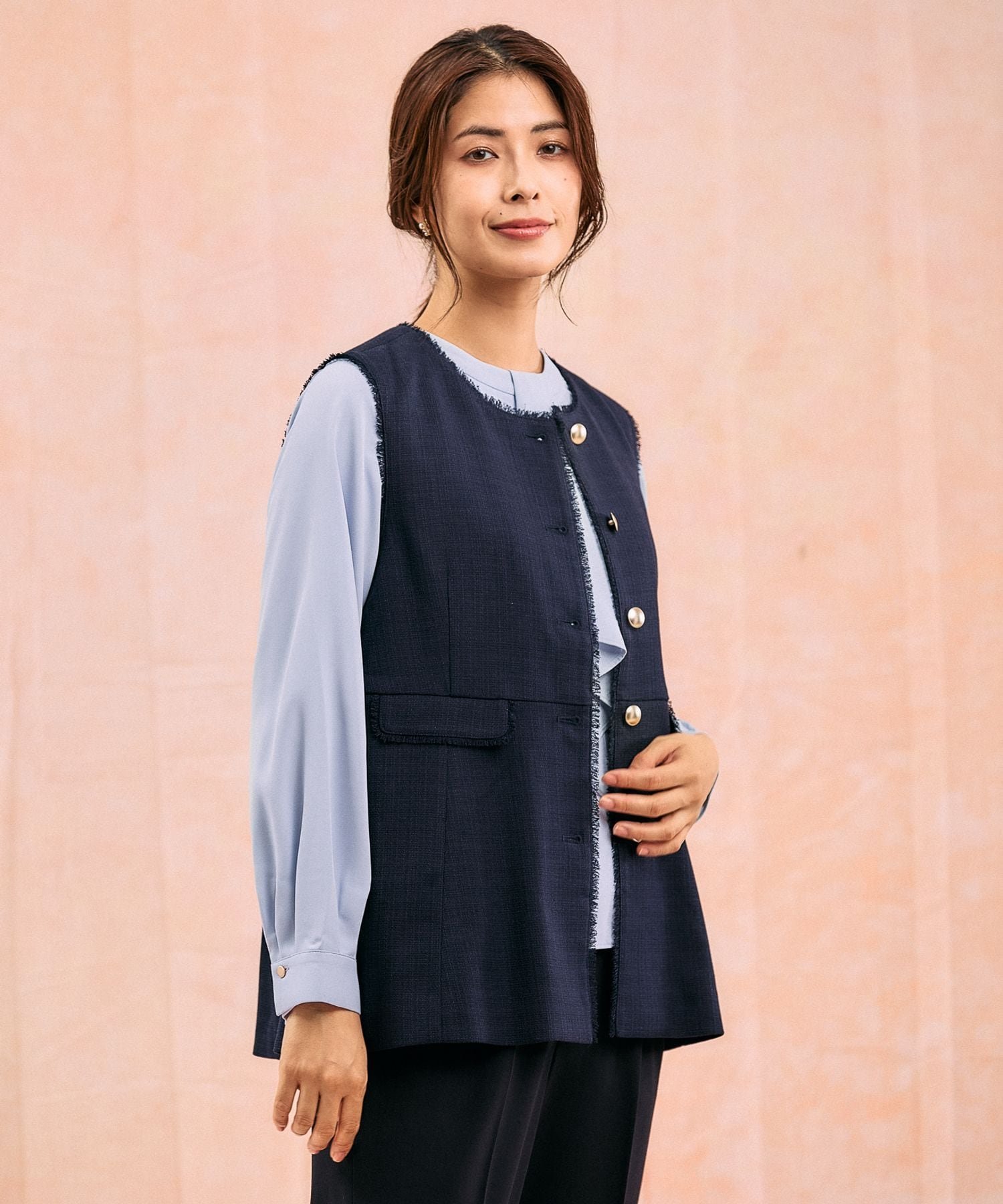 楽天市場】ジレ（カラーネイビー）（レディースファッション）の通販