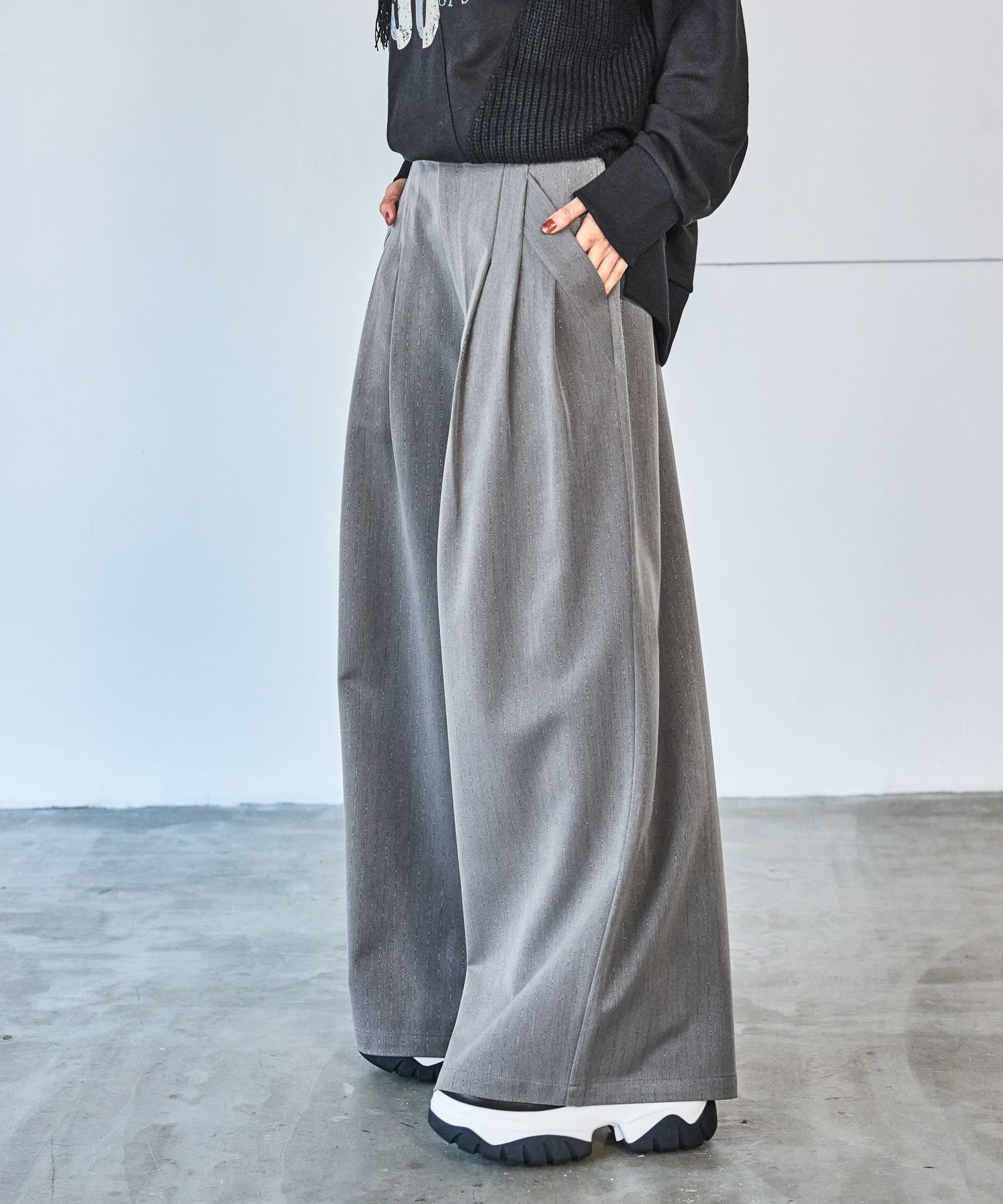 PAGEBOY｜ラメストライプタックパンツ | Rakuten Fashion(楽天