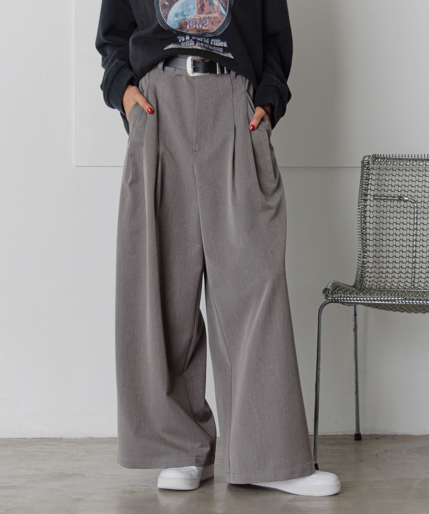 PAGEBOY｜ラメストライプタックパンツ | Rakuten Fashion(楽天