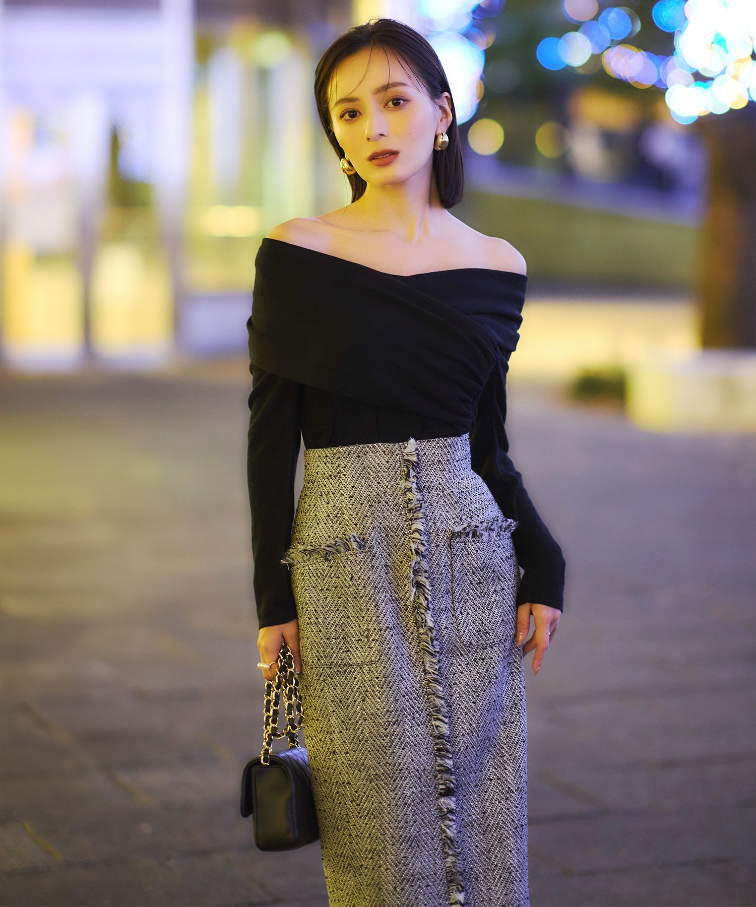 anuans｜フロントポケットツイードスカート | Rakuten Fashion(楽天