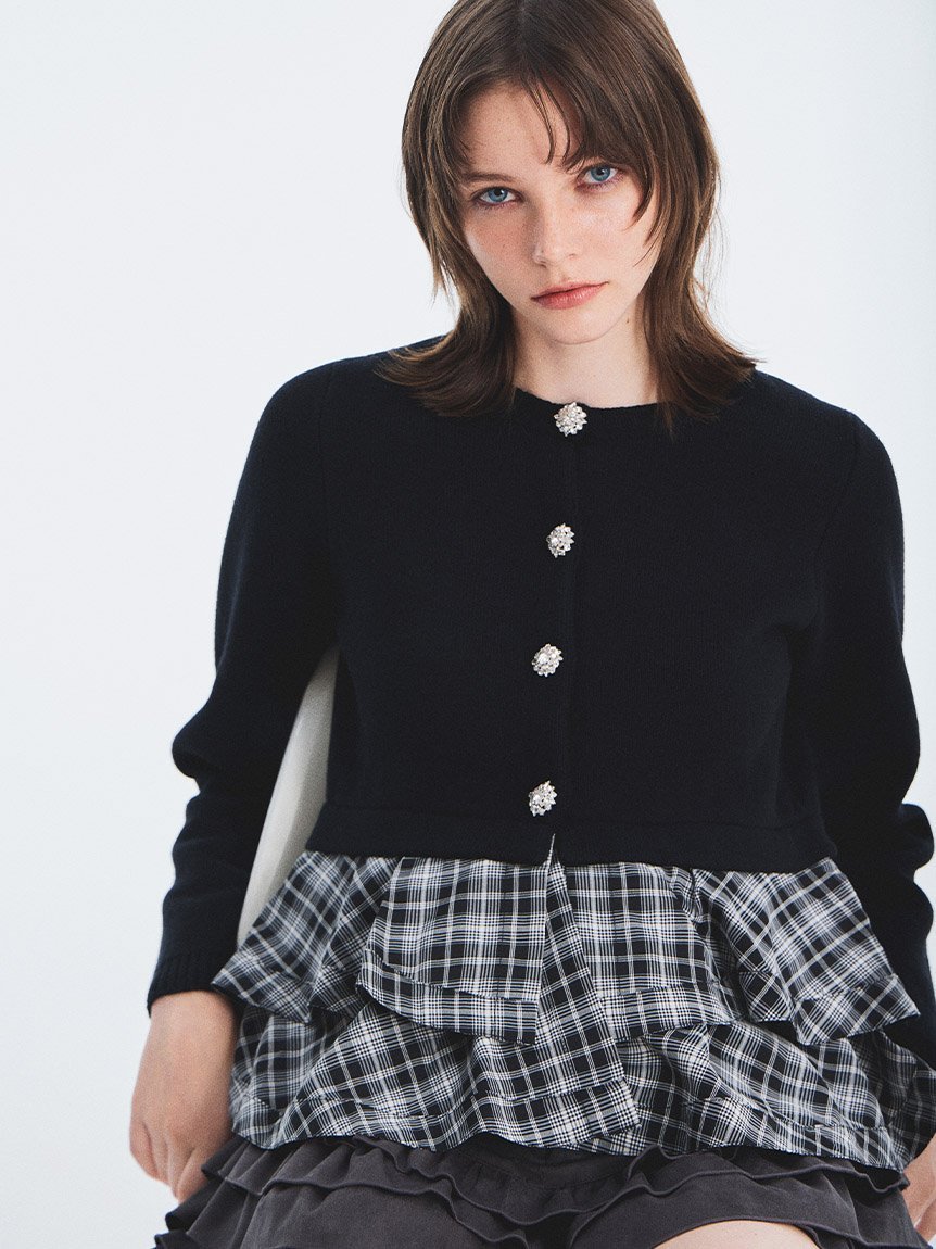 FURFUR｜【WEB限定カラー】ペプラムレイヤードカーディガン | Rakuten