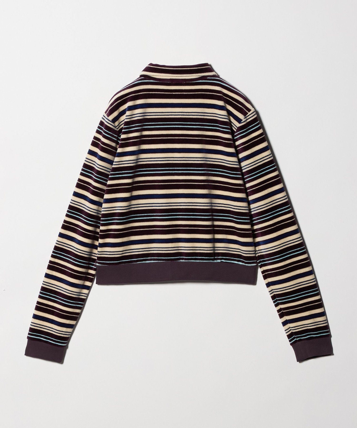 ＜6(ROKU)＞ベロア ボーダー ポロシャツ 6(ROKU)＞ベロア ボーダー ポロシャツ