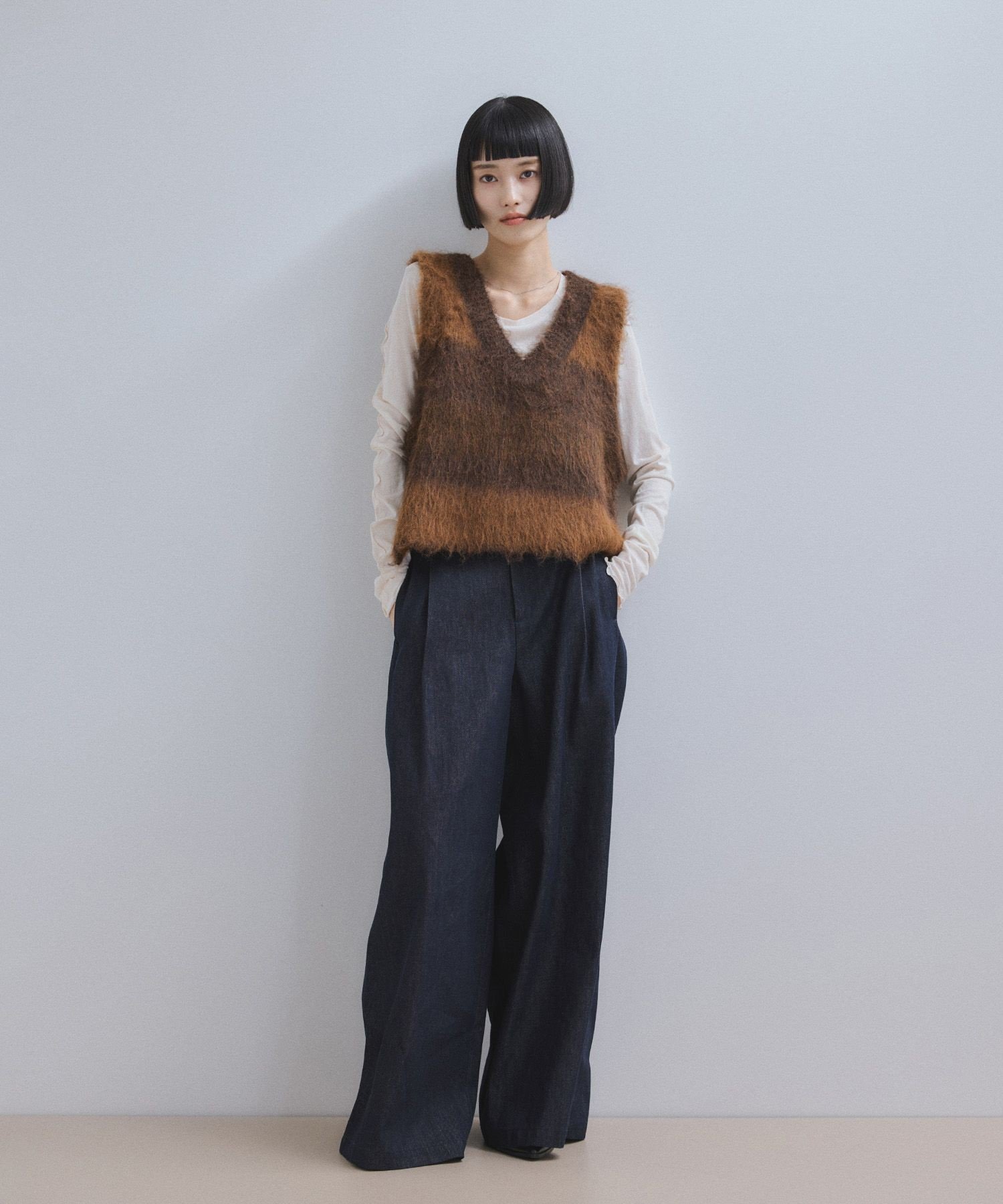 ADAM ET ROPE'｜【WEB限定】ブラッシュドボーダーベスト | Rakuten