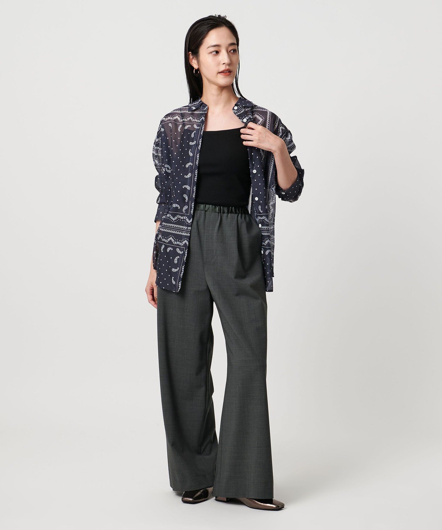 UNITED ARROWS｜オーガンジー プリント シャツ -ウォッシャブル